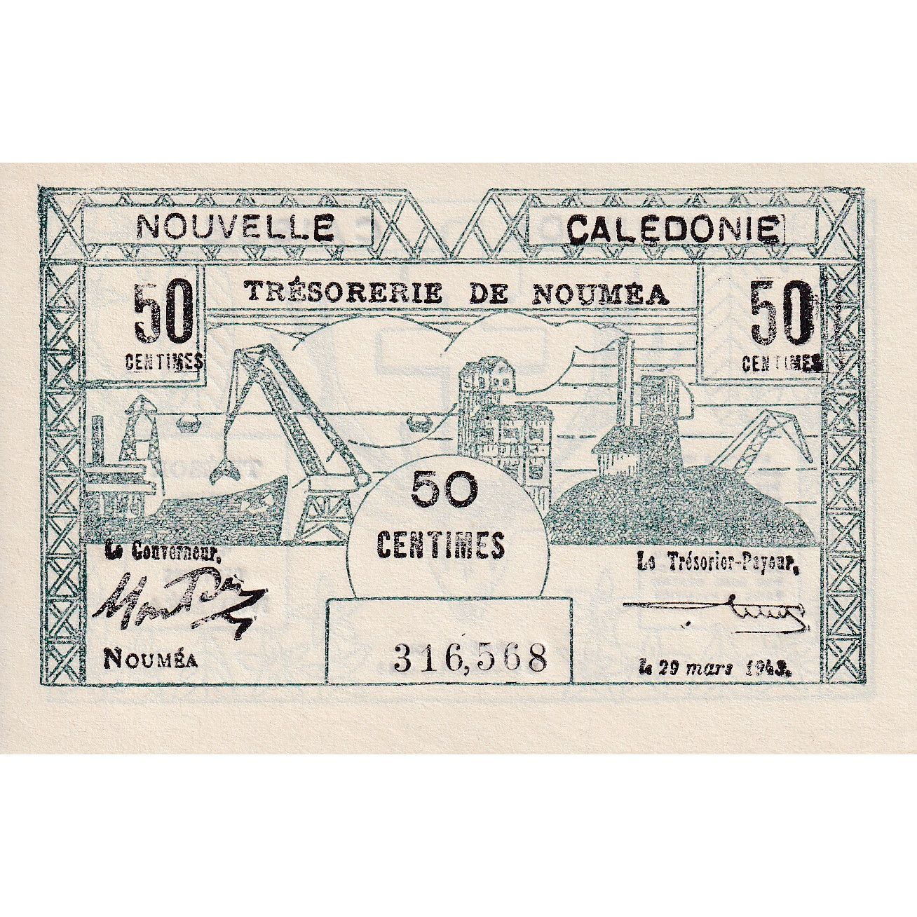 Billete de Nueva Caledonia,
50 cm