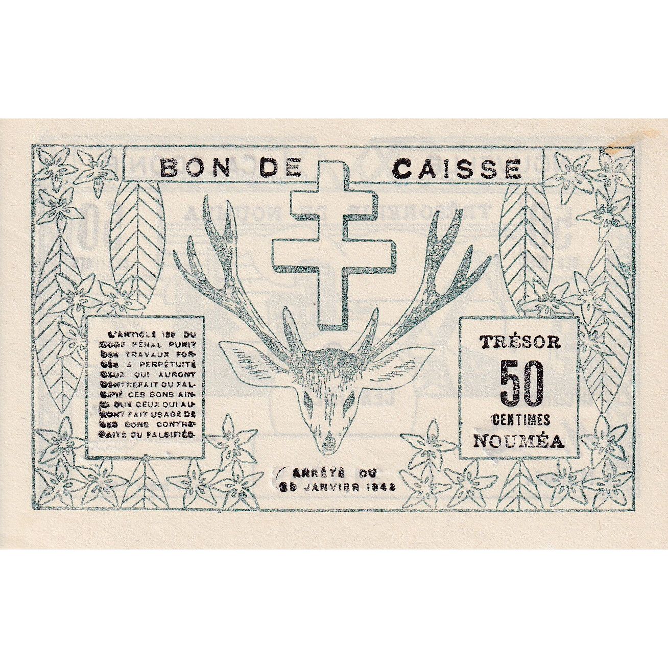 Billete de Nueva Caledonia,
50 cm