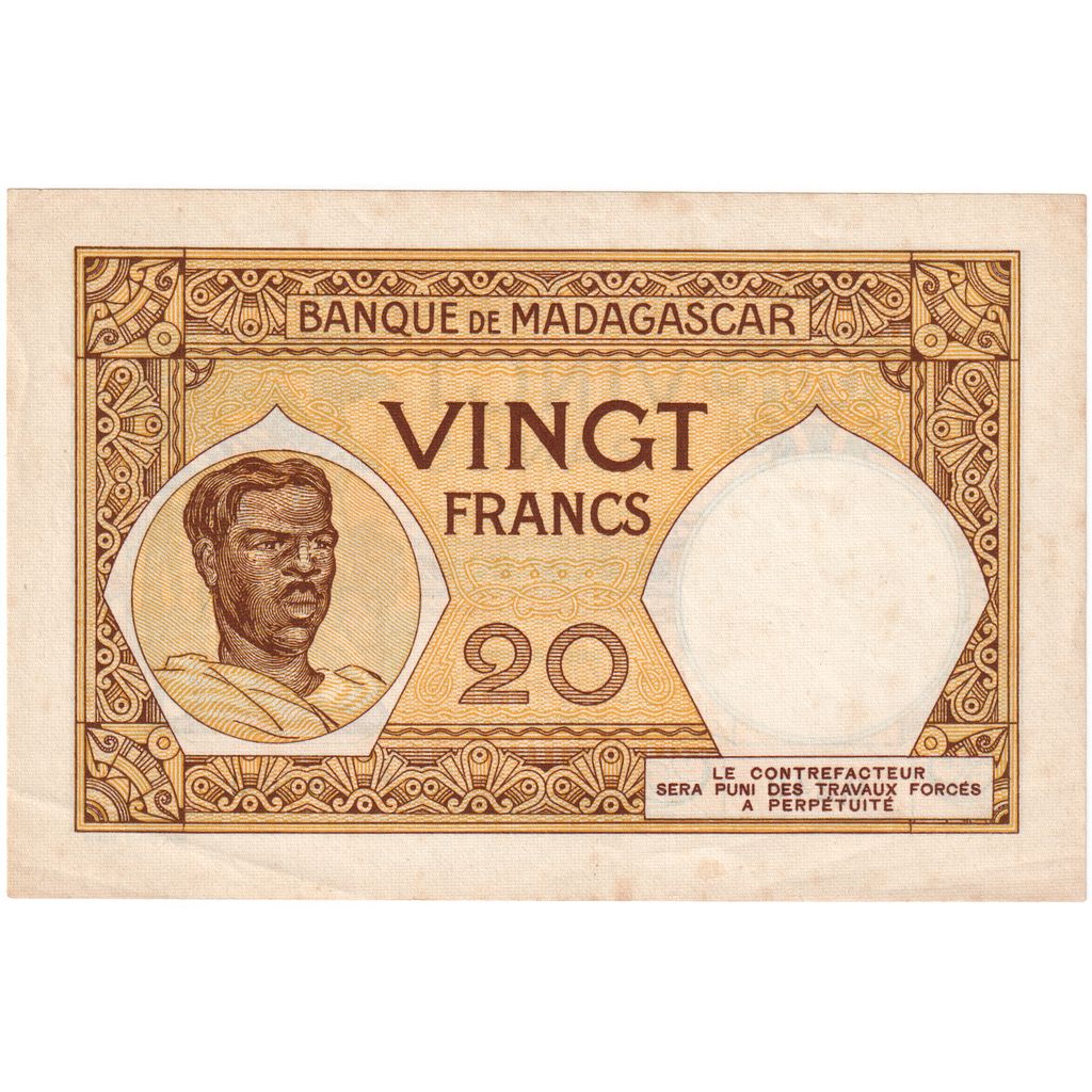 Madagascar,
20 francos,
1937