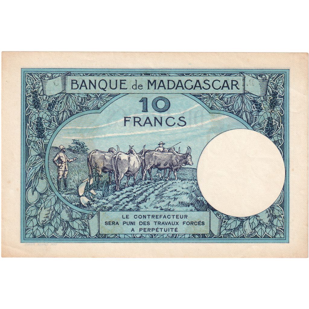 Madagascar,
10 francos,
Sin fecha (1937-1947)