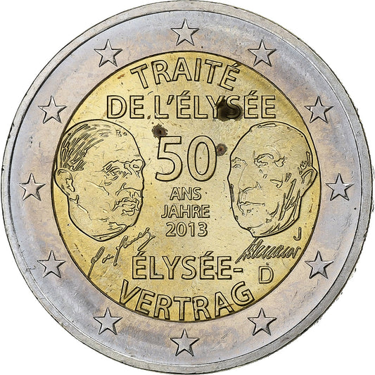 Alemania, 
  
  2 euros, 
  
  Traité de l'ELYSÉE