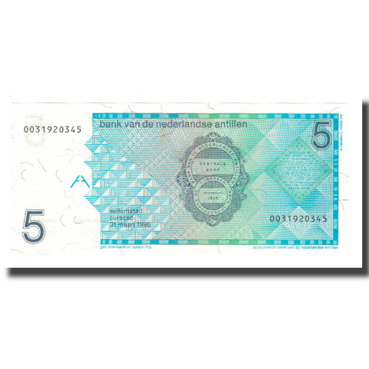 Billete,

Antillas Neerlandesas,

5 florines