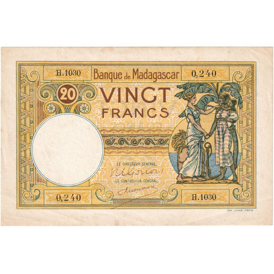 Madagascar,

20 francos,

1937