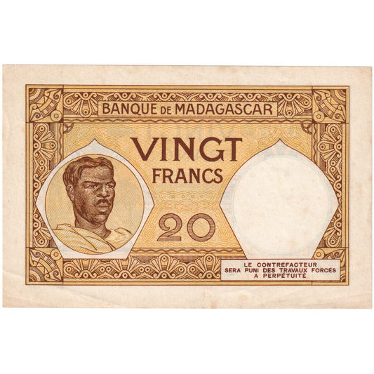 Madagascar,

20 francos,

1937