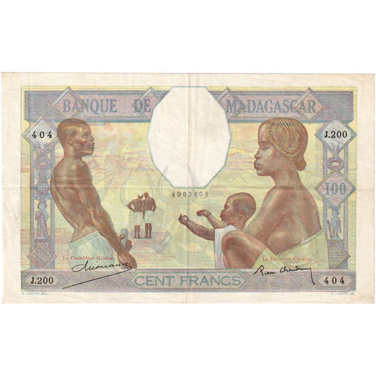 Madagascar,

100 francos,

Sin fecha (aprox. 1937)