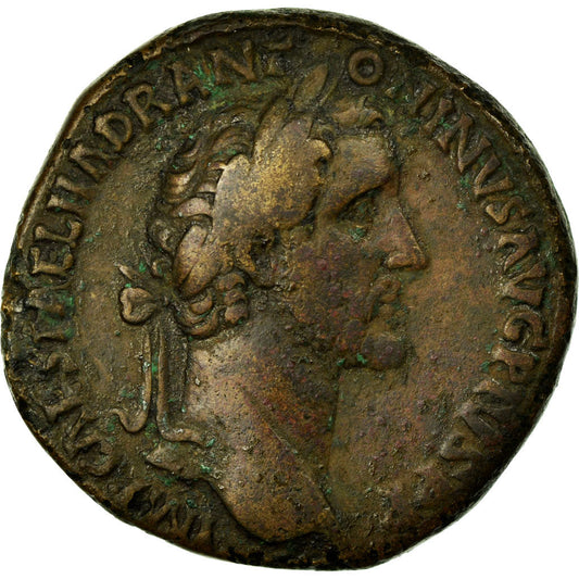 Antonino Pío,
 
 sestercio,
 
 Cobre