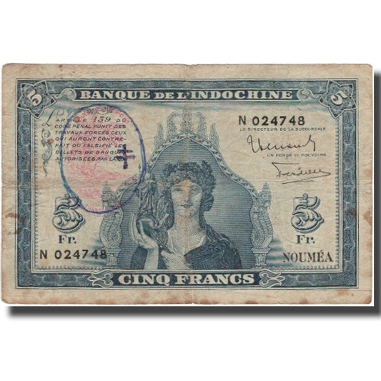 Billete de Nuevas Hébridas,

5 francos
