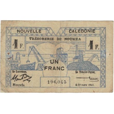 Billete de Nueva Caledonia,

1 franco