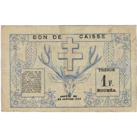 Billete de Nueva Caledonia,

1 franco